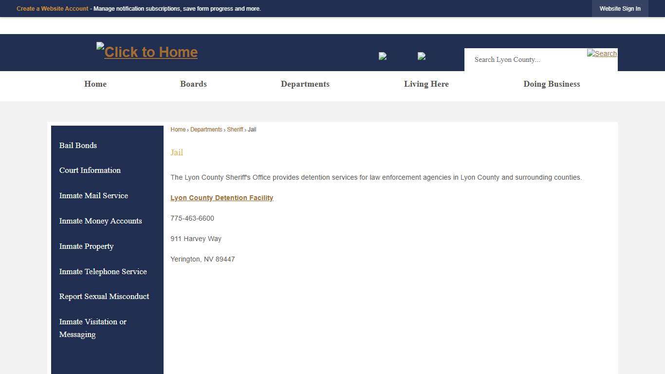 Jail | Lyon County, NV - Official Website